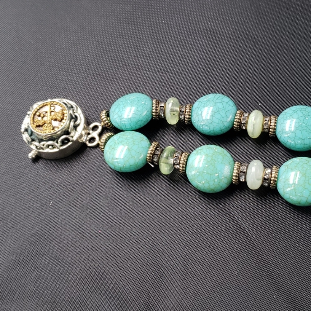 Faux turquoise double strand bracelet